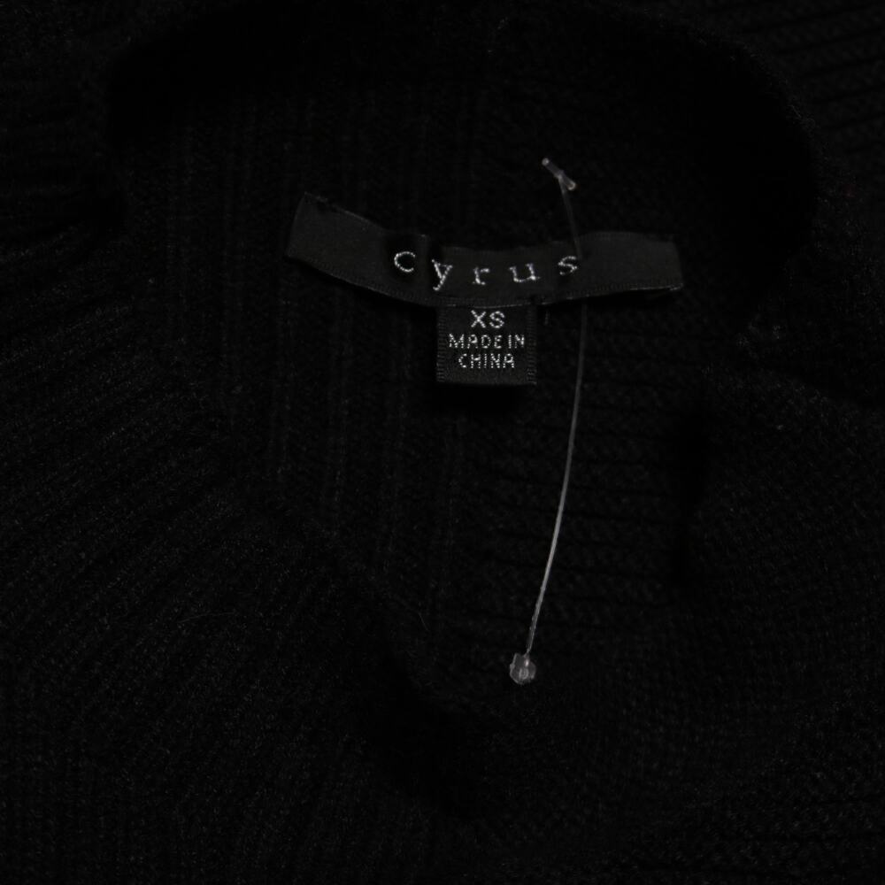 Cyrus Black Ribbed Mockneck Sweater Long Sleeve Asymmetric Knit Top Size XS - Picture 6 of 11